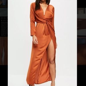 Rust Maxie Dress with High Slit